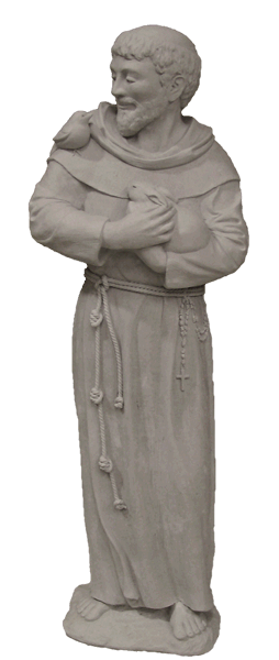 St Francis of Assisi with bird and rabbit outdoor sculpture for sale